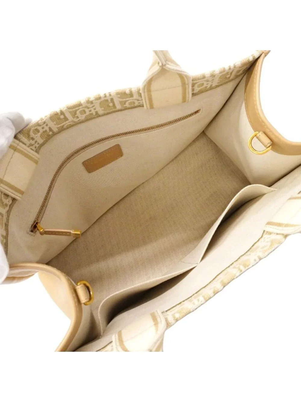 Dior Tote Oblique Book Canvas Leather Beige Gold 2-Way